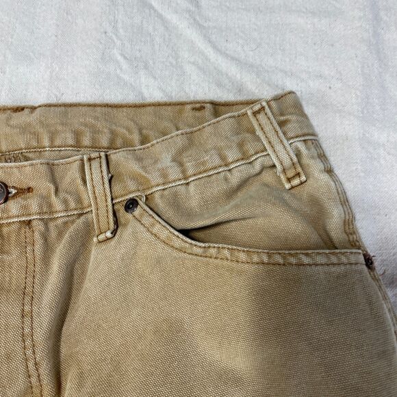 Dickies Work Pants Mens 32x3x Beige Canvas Work Wear Relaxed Fit Carpenter Logo - Picture 7 of 14
